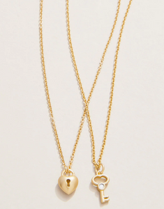 Best Friends Heart/Key Gold Necklace 2 pc set - Sea La Vie