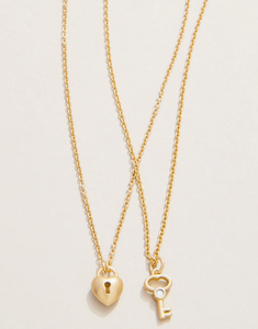Best Friends Heart/Key Gold Necklace pc set Sea La Vie