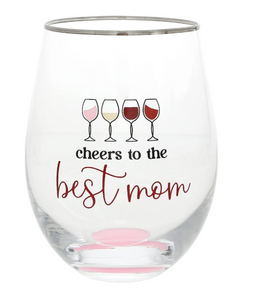 Best Mom 18 oz Stemless Wine Glass