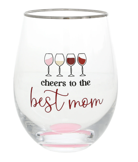 Best Mom 18 oz Stemless Wine Glass