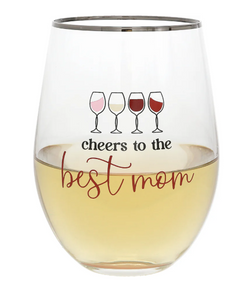 Best Mom 18 oz Stemless Wine Glass