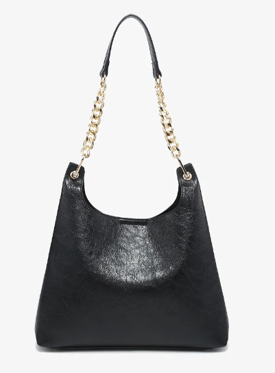 Birch Vegan Gloss Shoulder Bag in Black