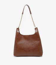 Load image into Gallery viewer, Birch Vegan Gloss Shoulder Bag in Cognac Brown

