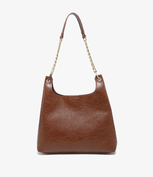 Birch Vegan Gloss Shoulder Bag in Cognac Brown