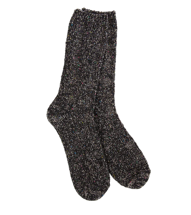 Weekend Ragg Cable Crew Socks - Vanilla Confetti & Black Confetti