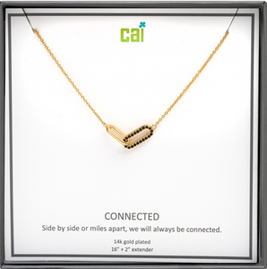 CAI Black Pave Stone Connected Necklace Gold