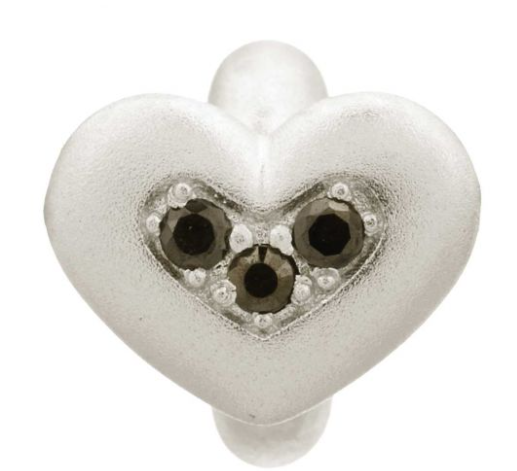 Black Triple Love Heart Silver Charm