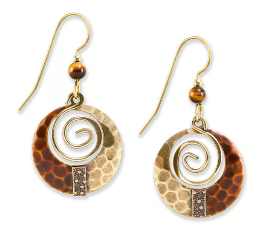 Brass Spiral Bead Earrings