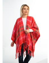 Load image into Gallery viewer, Bright Holiday Plaid Wrap/ Shawl
