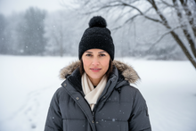 Load image into Gallery viewer, Powder Knit Ultra Soft Pom Hat Black
