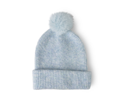 Powder Knit Ultra Soft Pom Hat Blue