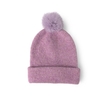 Powder Knit Ultra Soft Pom Hat Purple