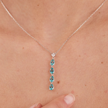 Load image into Gallery viewer, Sterling Silver Necklace with Aqua Green CZ by Brosway
