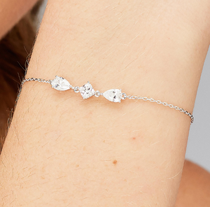 Sterling Silver Bracelet with Clear Square and Pear CZ by Brosway