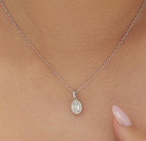 Sterling Silver Kate Pendant Oval with Clear CZ by Brosway