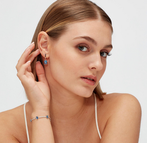 Sterling Silver Single Pendant Earring with Sapphire CZ by Brosway