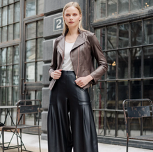 Load image into Gallery viewer, Brown Liquid Leather Jacket by Clara Sunwoo
