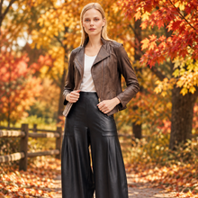 Load image into Gallery viewer, Brown Liquid Leather Jacket by Clara Sunwoo
