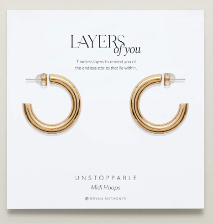 Bryan Anthonys Unstoppable Midi Hoop Earrings 14 KT Gold Plated