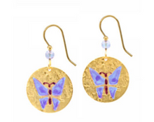 Load image into Gallery viewer, Butterfly on Disc Earrings
