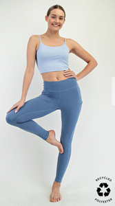Buttery Soft Basic Leggings with Pockets Paradise Blue