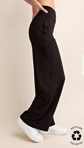 Black Buttery Soft V Waist Wide Yoga Pants