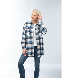 Plaid Button Up Jacket in Blue or Black