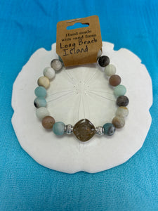 Natural Stone Bracelet with Beach Sand from Long Beach Island, NJ - LBI