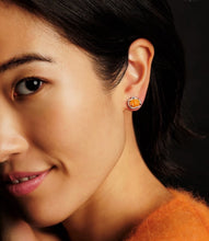 Load image into Gallery viewer, Kendra Scott Pumpkin Stud Earrings in Orange Mother of Pearl in Gold
