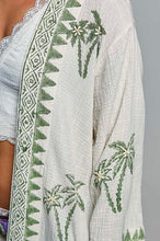 Load image into Gallery viewer, Palm Tree Beaded Cotton Kimono Cardigan
