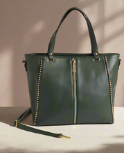 Load image into Gallery viewer, Jenna Studded Tote + Crossbody Pine
