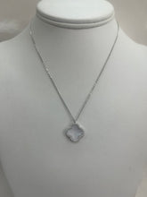 Load image into Gallery viewer, Rhodium Mother of Pearl Crystal Clover Necklace
