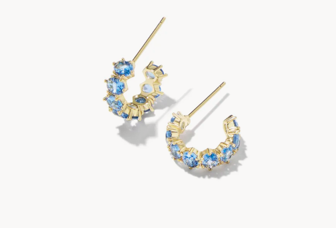 Cailin Gold Huggie Earrings in Blue Violet Crystal