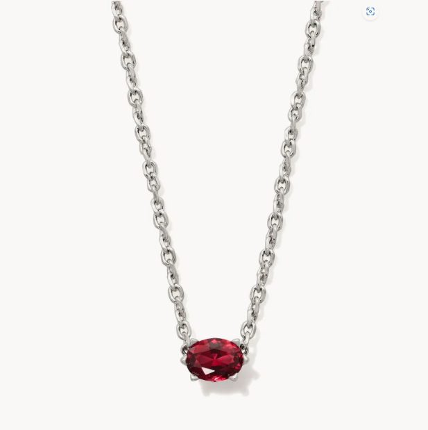 Cailin Rhodium Silver Pendant Necklace in Burgundy Crystal