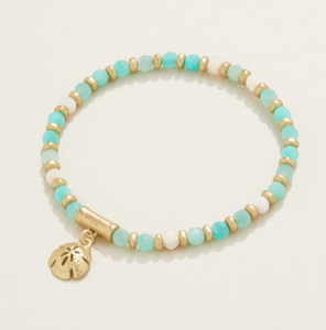 Sand Dollar Stretch Bracelet 4mm Amazonite Beads