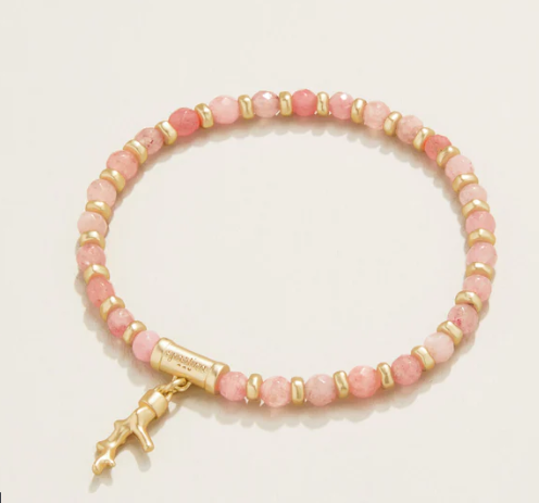 Coral Stretch Bracelet 4mm Pink Jade Beads