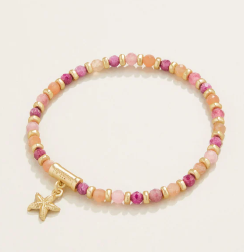 Starfish Stretch Bracelet 4mm Ruby/Sun Stone