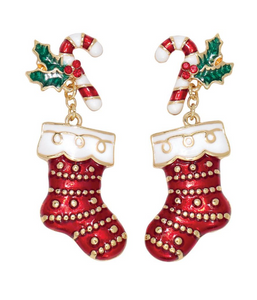 Candy Cane Stocking Drop Earrings