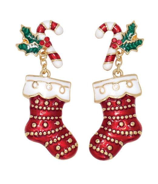 Candy Cane Stocking Drop Earrings