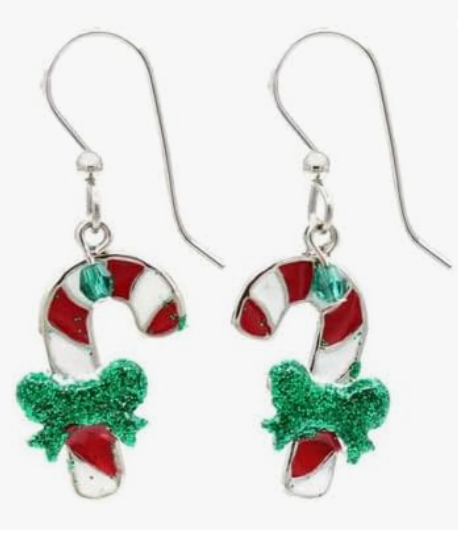 Candy Cane with Bow Earrings