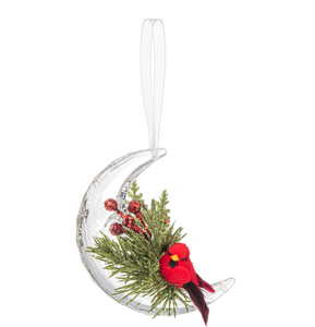 Cardinal Crescent Moon Ornament