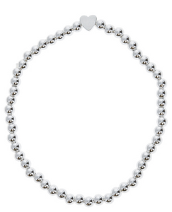 In Loving Memory- Silver Plated Beaded Stretch Bracelet