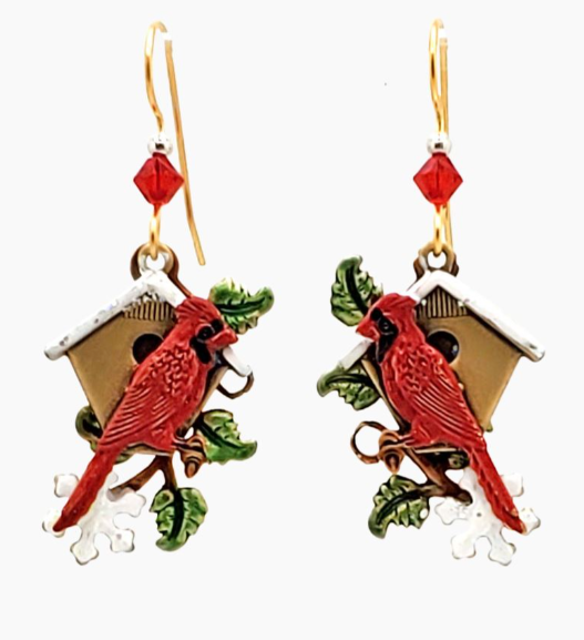 Cardinal and Birdhouse Earrings