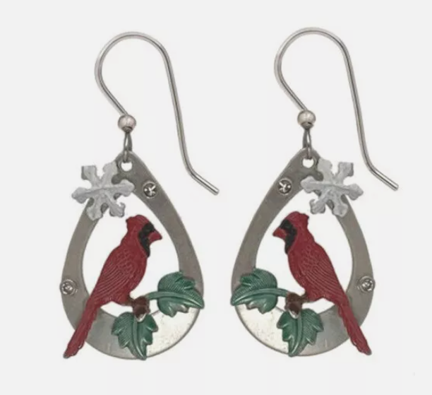 Cardinal in Tear Crystal Earrings