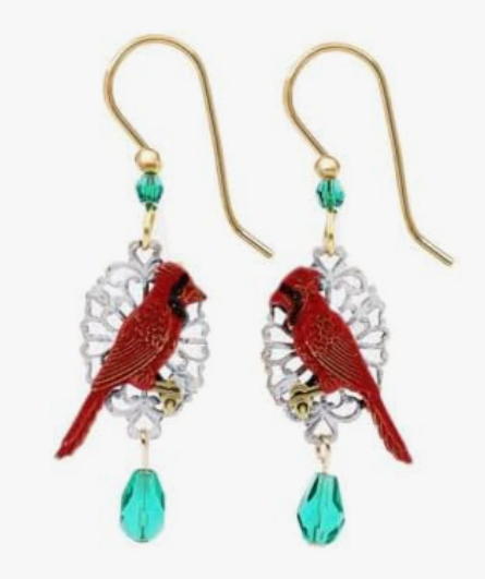 Cardinal on Filigree Earrings