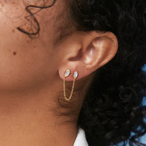 Cassia Gold Chain Stud Earrings