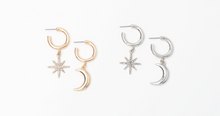 Load image into Gallery viewer, Celestial Drop Earrings in gold or silver
