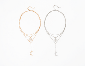 Celestial Layered Necklace in Gold or Silver