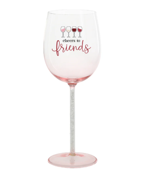 17 oz drinking glass Cheers to Friends Gift Boxed 17 oz Wine Glass – Something Different Shopping