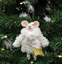 Load image into Gallery viewer, Christmas Fur Coat Mouse Felted Ornament 4.75 Inches High
